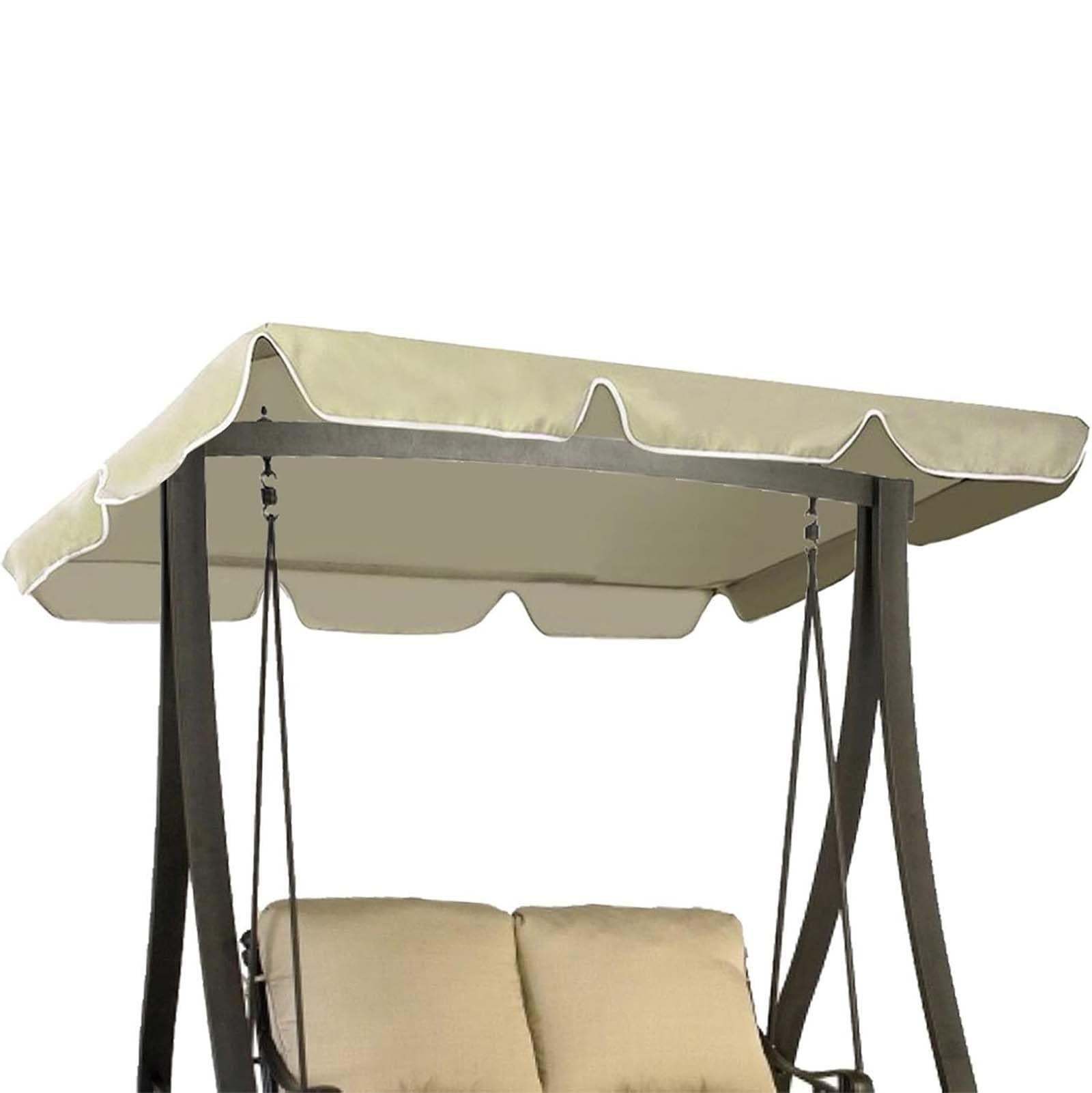 Garden Swing Canopy Replacement Waterproof Swing Chair Canopy Replacement Suit for 2 3 Seater Swing Seat Canopy Replacement Hammock Sun Shade Canopy Cover Top for Garden,Beige,190x132x15cm