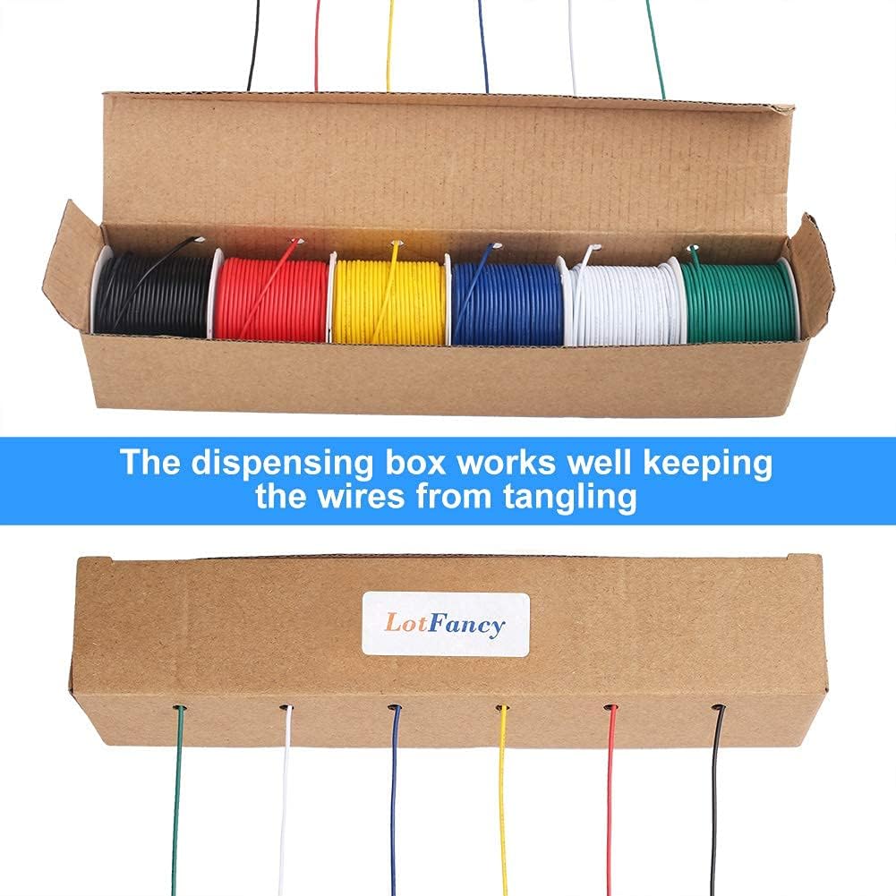 Exсluѕіvе Sресіаl LotFancy 22AWG Stranded Wire, 6 Colors (30 Feet/9 M Each) Electrical Wire, UL Listed, Tinned Copper Hookup Wire Kit 22 Gauge 300V for DIY, Flexible, PVC Insulated