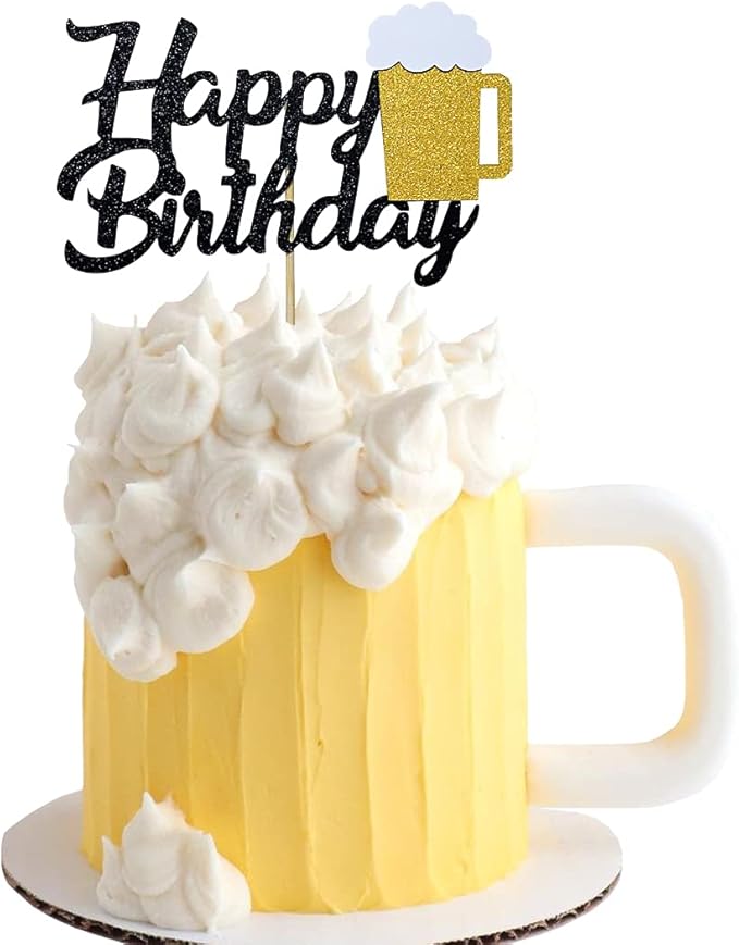 Cheers & Beers Cake Topper Glitter Happy Birthday Beer Mug