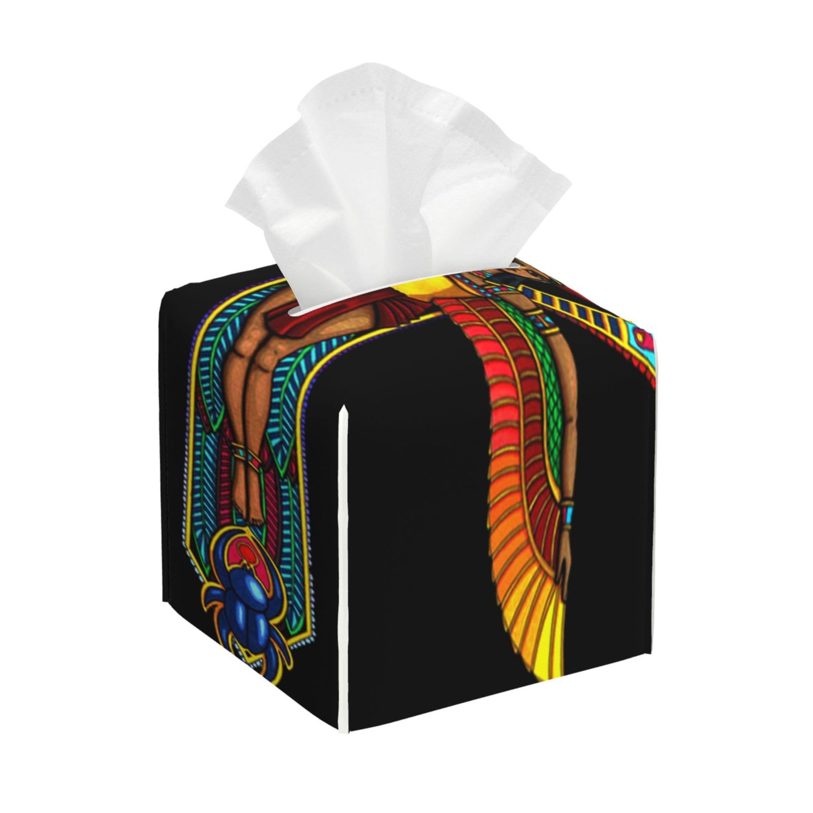 Ankh Eyes of Horus Egyptian Square Tissue Box Cover with Modern and Stylish Bottom Tissue Box Storage Space