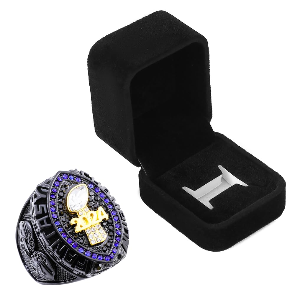 guancrown 2024 Fantasy Football Championship Trophy Ring Award Prize Sports Winner FFL Champion Ring (twelve, size 14)