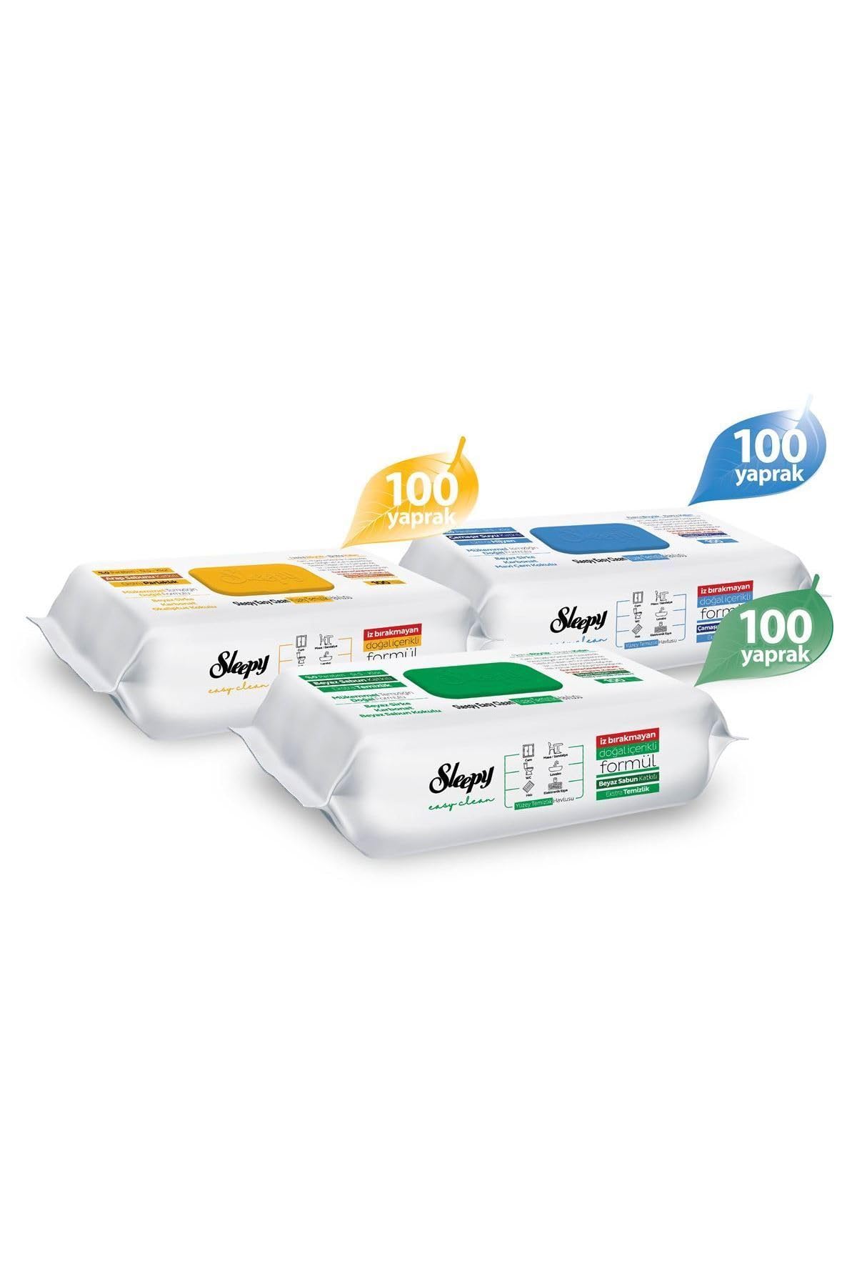 Sleepy Easy Clean Beyaz Sabun Katkılı Çamaşır Suyu Katkılı Arap Sabunu Katkılı 3x100 (300 YAPRAK)