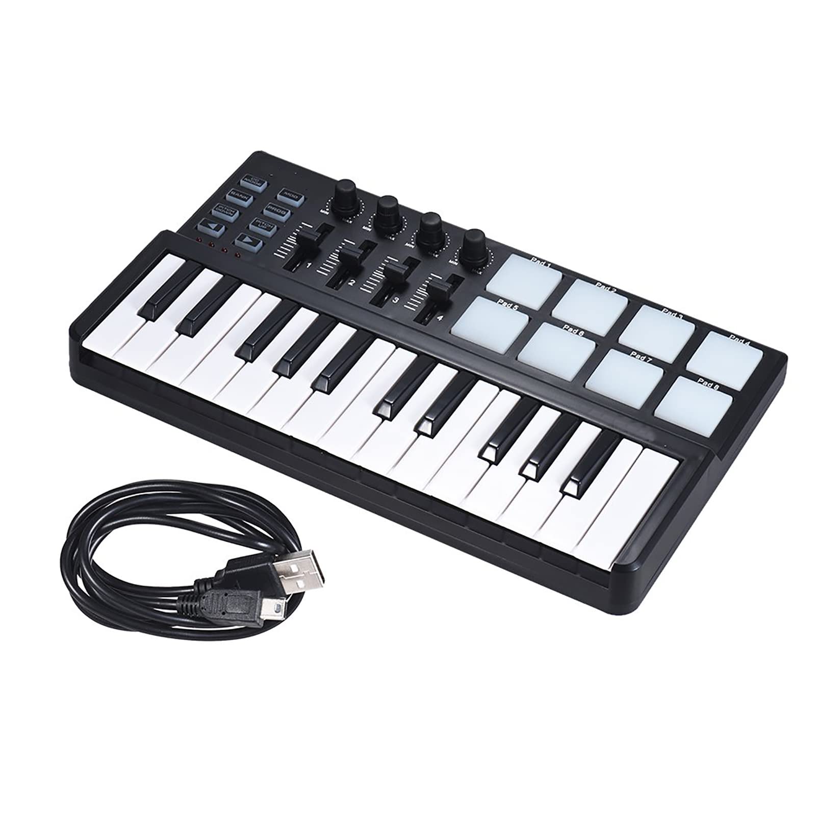TsoLay Controller Tastiera Midi a 25 Tasti, Controller Midi USB Professionale con 8 Pad Trigger Retroilluminati Colorati, Manopole Rotanti E Software di Produzione Musicale, per Mac E PC