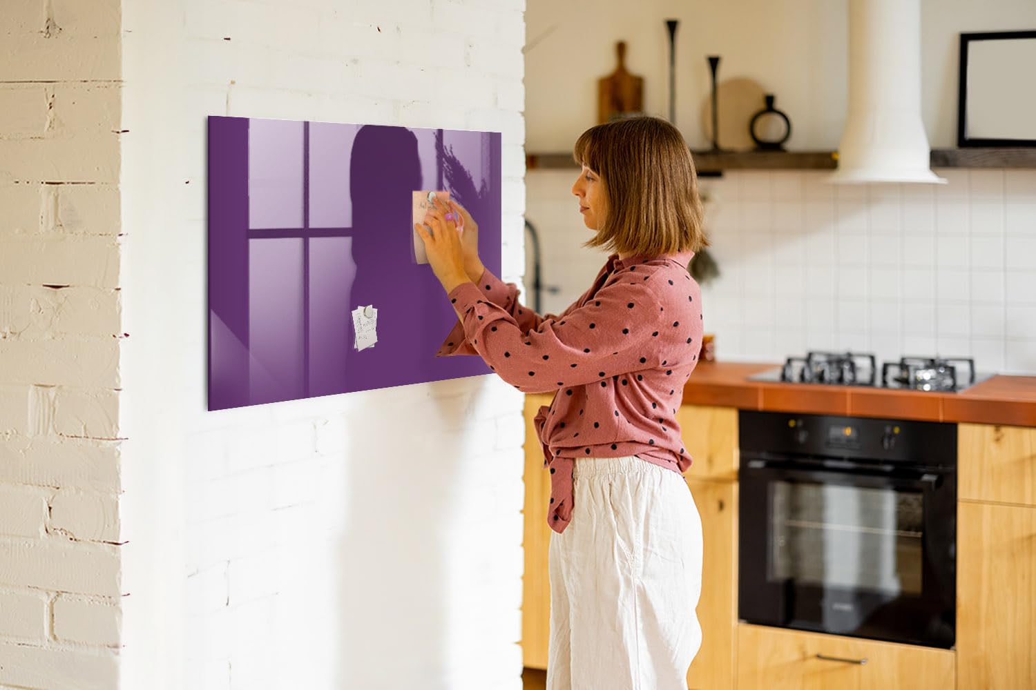 Magnettafel für Schule Gastronomie und Büro 100x70 Violette Farbe | Pinnwand | Glas | Memo | Organizer | Planer | Sicherheitsglas | Paneel | Infoboard | Wochenplaner | Terminkalender