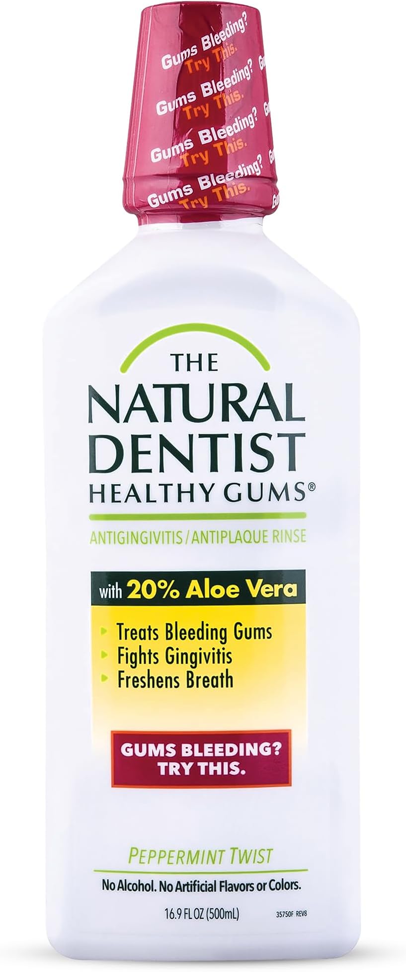 The Natural Dentist Peppermint Twist Mouthwash, No Alcohol & No Fluoride, Plant-Based Daily Rinse that Refreshes & Comforts the Mouth, 16.9 fl oz