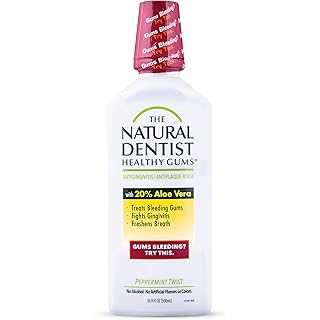 The Natural Dentist Healthy Gums Antigingivitis/Antiplaque Rinse, Adults 12 & Up, Gingivitis Mouthwash, Bleeding Gums Treatment, Safe for Chemotherapy Patients, Aloe Vera, Alcohol-Free, 16.9 fl oz