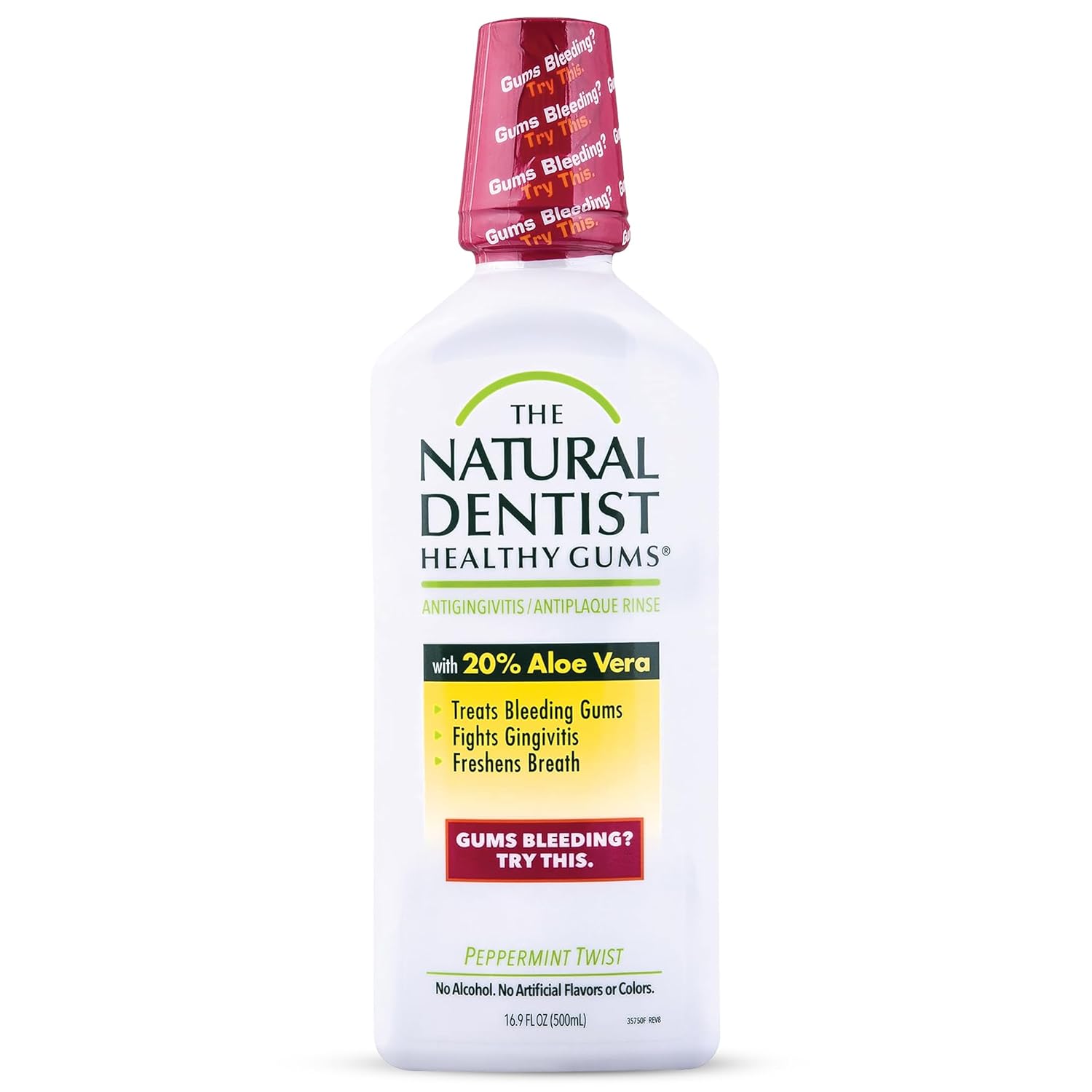 The Natural Dentist Healthy Gums Antigingivitis/Antiplaque Rinse, Adults 12 &amp; Up, Gingivitis Mouthwash, Bleeding Gums Treatment, Safe for Chemotherapy Patients, Aloe Vera, Alcohol-Free, 16.9 fl oz