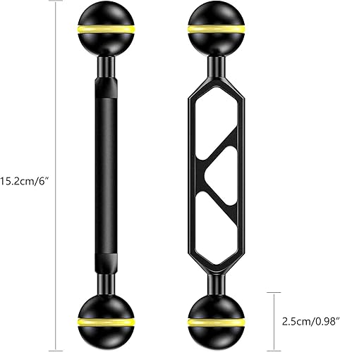 Miniatura 115 de Seafrogs - Brazo de cámara de buceo subacuático de 1 pulgada, abrazadera de bola submarina estándar negra para sistema de luz de fotografía