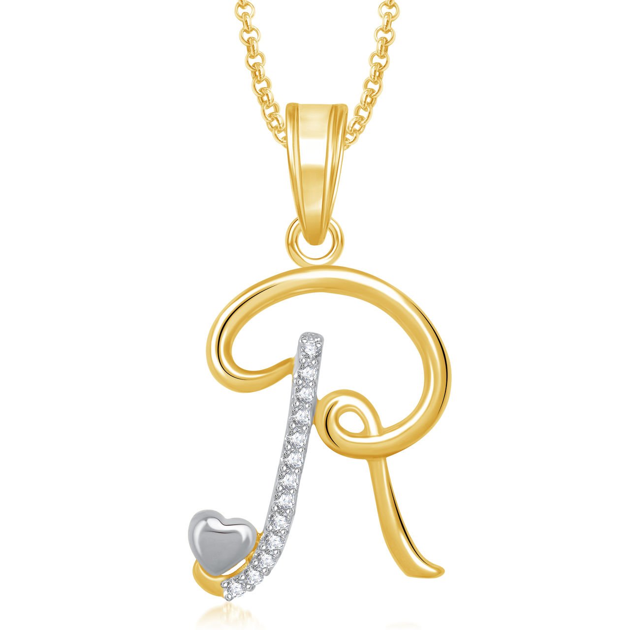 Amaal Valentine Gifts Gold American Diamond Alphabet Letter R Necklace Pendant for Women Girls Boys Men with Chain PS0323 (B01DST8S8K) Amazon Price History, Amazon Price Tracker