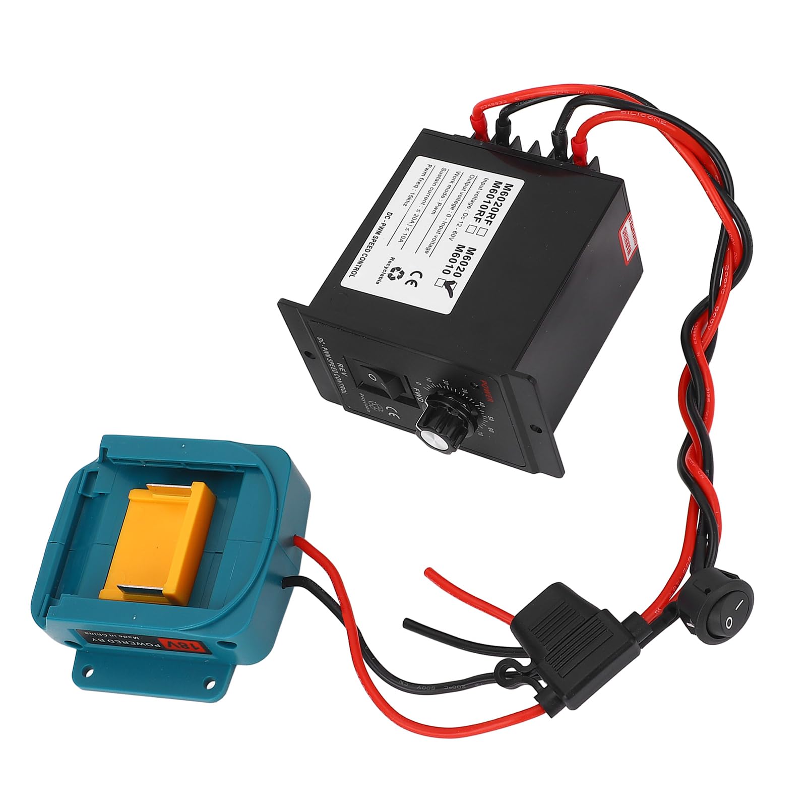 18V Adattatore Batteria Controllo Velocità Motore Kit, ABS DC PWM
