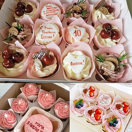 Image of 150 Pieces Tulip Cupcake Muffin Liners Paper Baking Cups Greaseproof Cupcake Wrappers for Birthday Wedding Party Baby Showers Catering Restaurants(Pink)