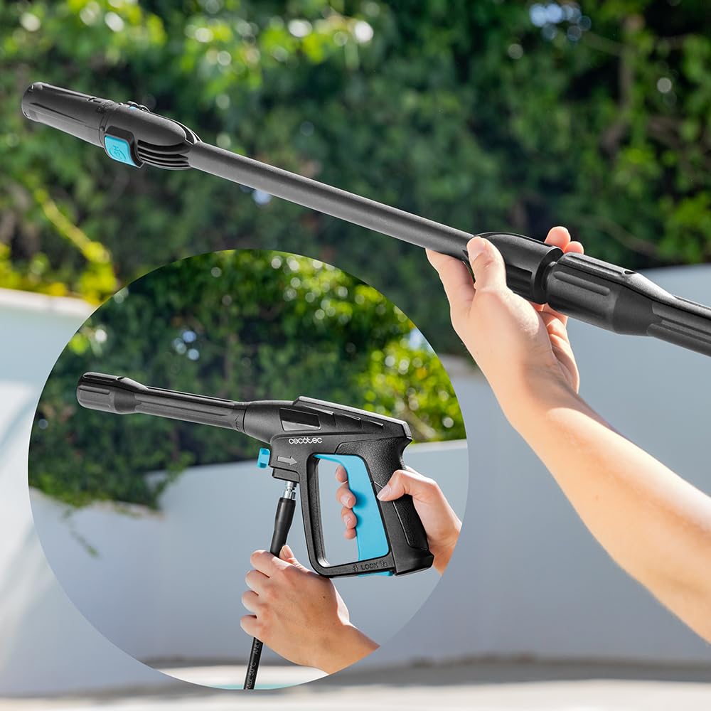 Cecotec Hidrolimpiadora Eléctrica de Alta Presión para Hogar, Jardín o Coche HydroBoost 1400 X-Treme. 1400W, 105Bares, Caudal de 408l/h, Botella Jabón, Bomba de Aluminio, Radio de Acción 9m