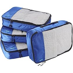 Amazon Basics Bolsas de equipaje (4 unidades), Mediana, Azul