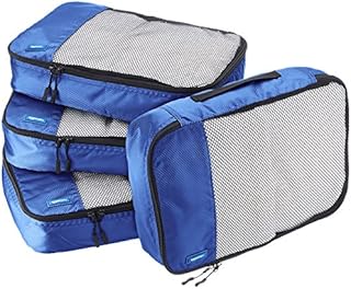 Amazon Basics 4 Piece Packing Travel Organizer Cubes Set - Slim, Black