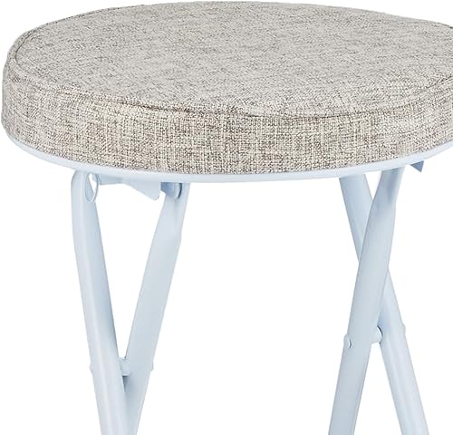 Miniatura 4 de N-7639 - Silla de tubo plegable de metal perla, tela marfil, ancho 12.0 x profundidad 12.6 x alto 18.9 pulgadas (12.0 x 12.6 x 18.9 in)