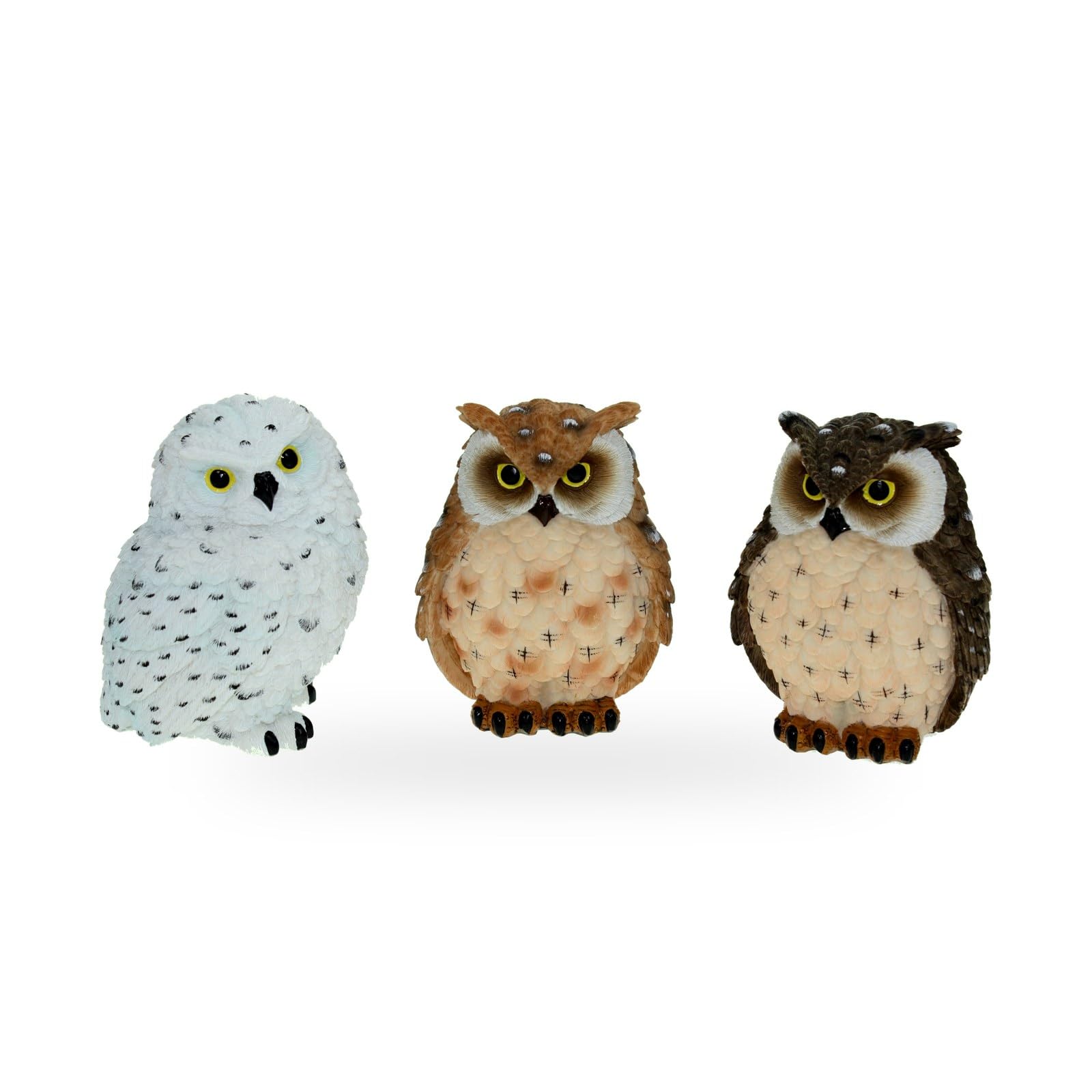 Cornelißen Polyresin Animal Owl Figurine, Set of 3, Height 10.5 cm