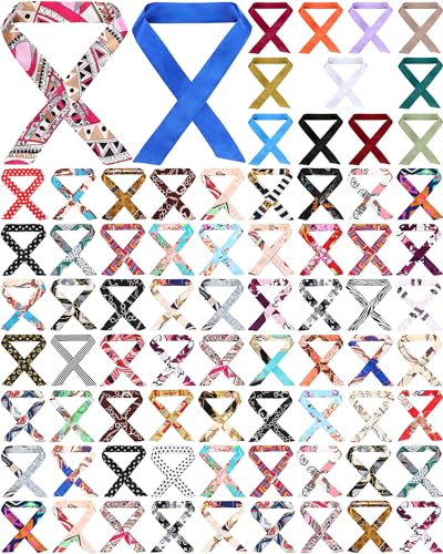 Vabean 90 Pcs Women purse scarf for handbag scarves Head Hair Neckerchief Handle Satin Ribbon for Women Decoration Gifts