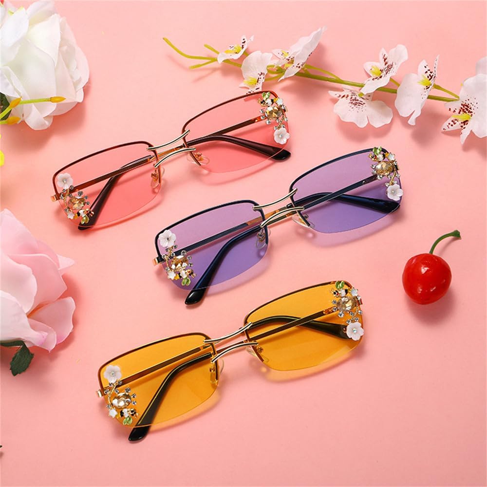 Sunglasses Ladies Frameless Ladies Glasses Flower Season Travel Decoration Eyewear