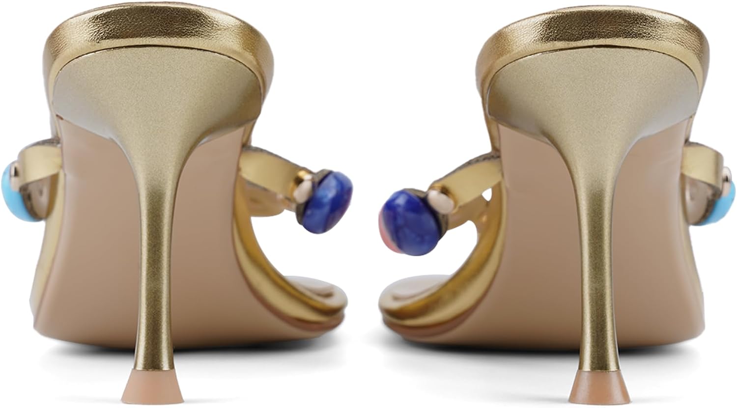 Flip Flop Heels for Women Thong Heels Round Open Toe Jeweled Sandals Summer Heeled Mules Fashion Wedding Party Dress Slip On High Heel Sandals - Image 8