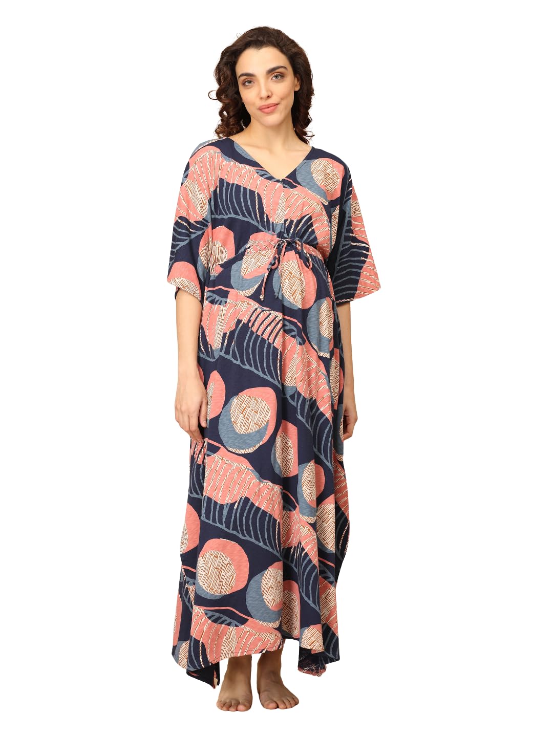 the mom store Mom Kaftan Nighty | Maternity and Nursing Kaftan Nighty | Pre and Post Pregnancy Wear | Trendy Nightwear Dress for Women-picture-41