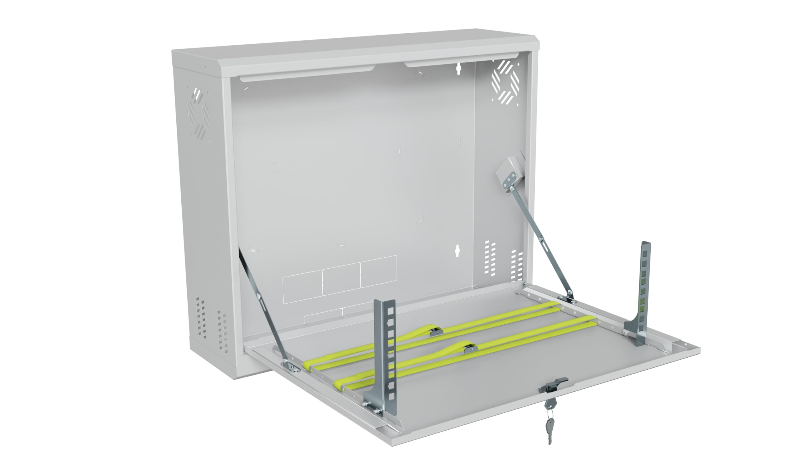 Obudowa CCTV RACK 19 cali 3U, Głębokość 180mm, Metal, Szary, Obciążenie - 40kg | Szafa CCTV Rack 19 cali, Urządzenia Sieciowe, Serwerowe, CCTV, Szyna Rack, Obudowa Zamykana na Klucz