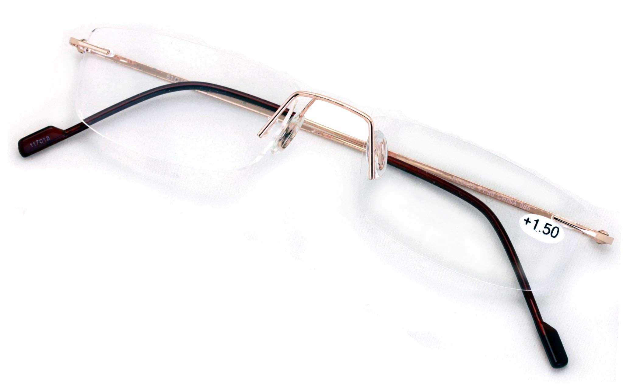 V.W.E. Full Rimless Lightweight Slim Sleek Low Profile Reading Glasses - Thin Classy Smart Readers