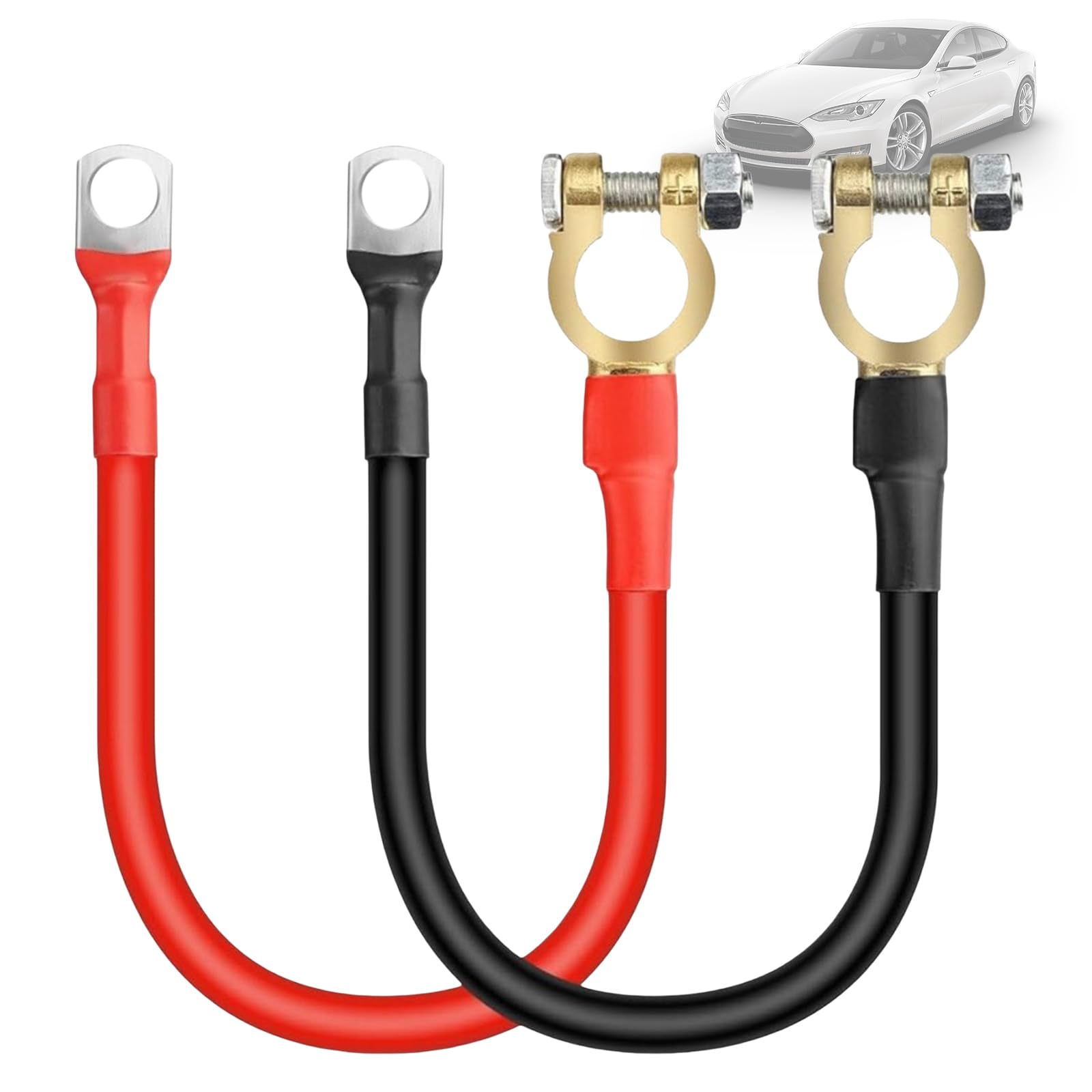 2 Pièces Câble De Batterie avec Cosse: Cable Batterie Voiture, 16mm², 50cm, Câbles De Connexion De Batteries pour Moto, Camion, Solaire, Camping-Car, Marine (Rouge, Noir)