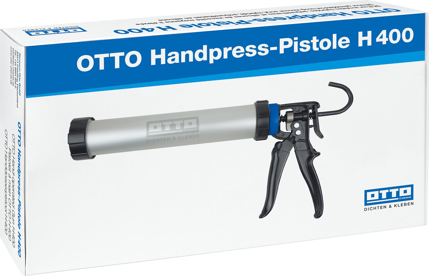 OTTO pistolet do wyciskania ręcznego H 400 | profesjonalny pistolet na kartusze do worków z folii aluminiowej 400 ml i kartuszy 310 ml | obrotowy cylinder aluminiowy | przełożenie 17:1