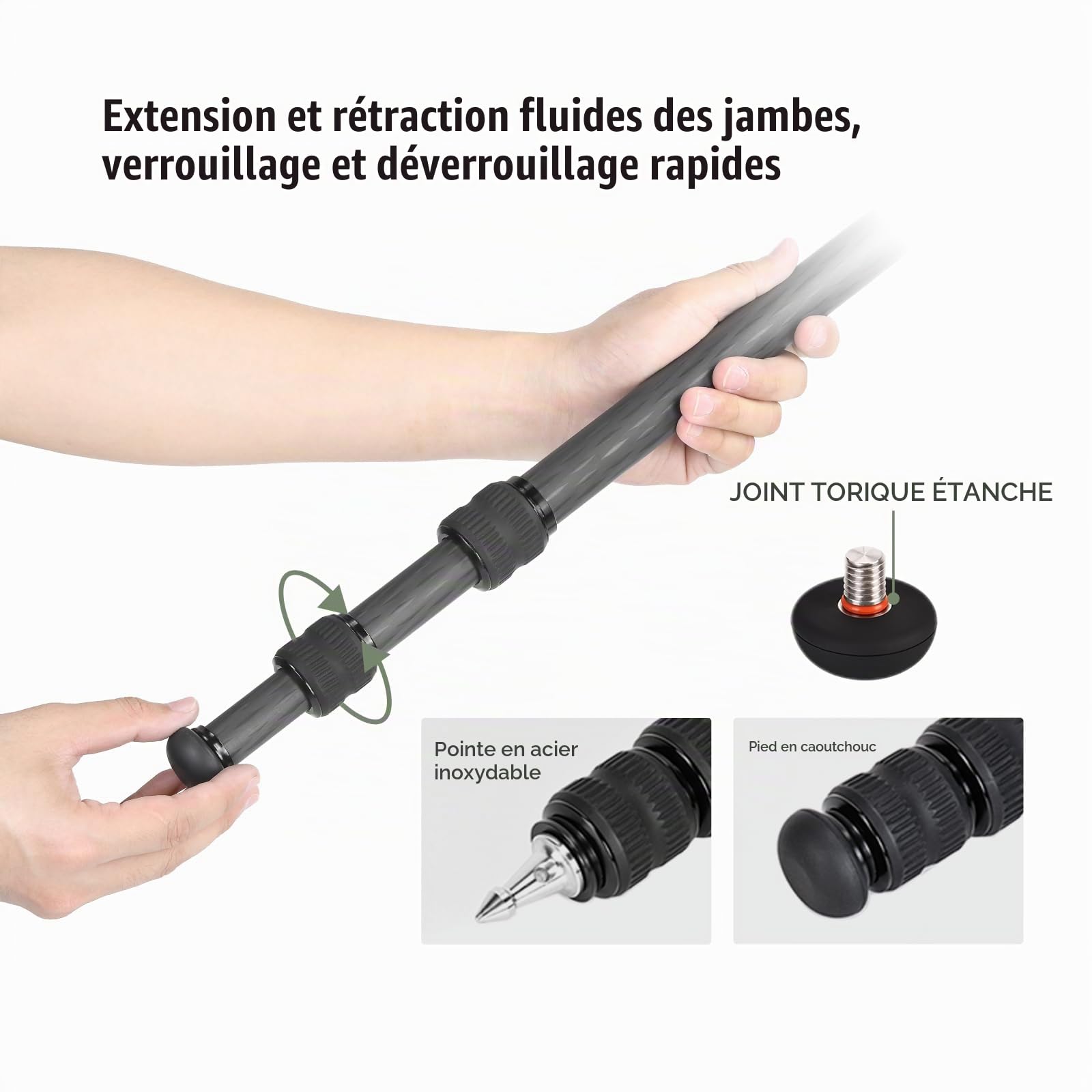 SUNWAYFOTO Trépied de chasse T2830CS-M en fibre de carbone pour fusil, avec tête sphérique et support de selle, charge 20 kg.