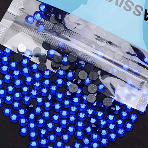 Image of 1000 Pieces Hot Fix Glass Flatback Rhinestones HotFix Round Crystal Gems (Sapphire, SS20)