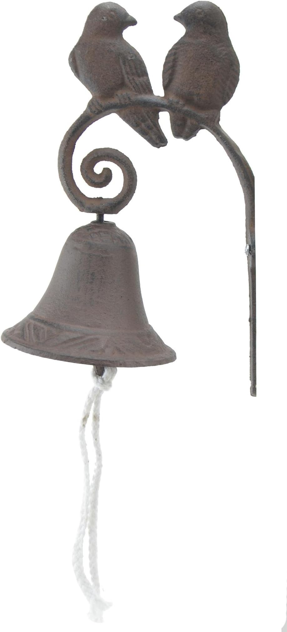 Loud Wall Mounted Dinner Bell Love Birds Distressed Brown Cast Iron Antique Style Doorbell