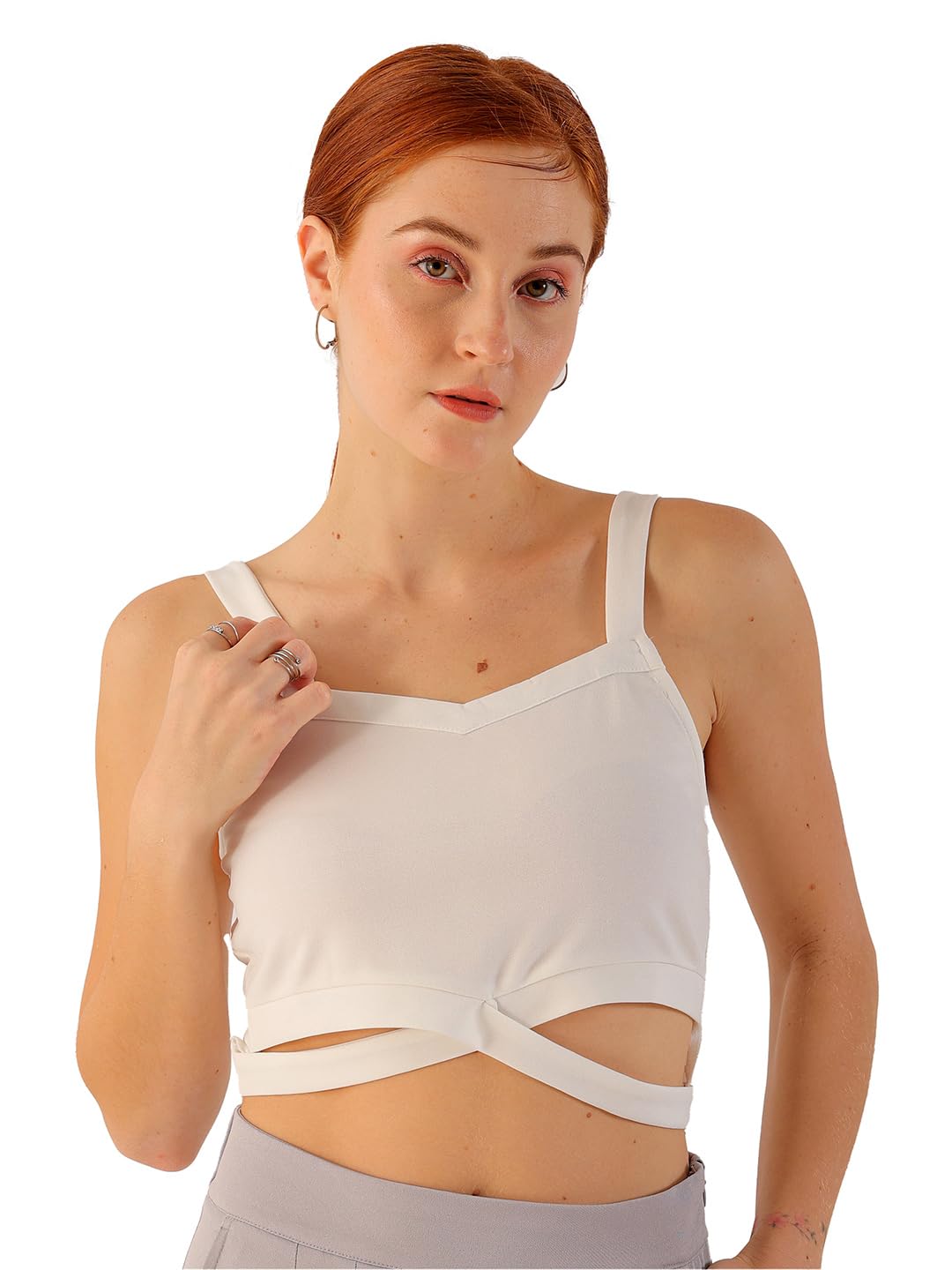 freehand Women White Fitted Solid Crop Top (White_XS)-picture-54