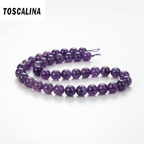 Miniatura 2 de 100 cuentas de piedra natural de 0.315 pulgadas de amatista redondas sueltas con cuerda elástica para pulseras, collares, joyería