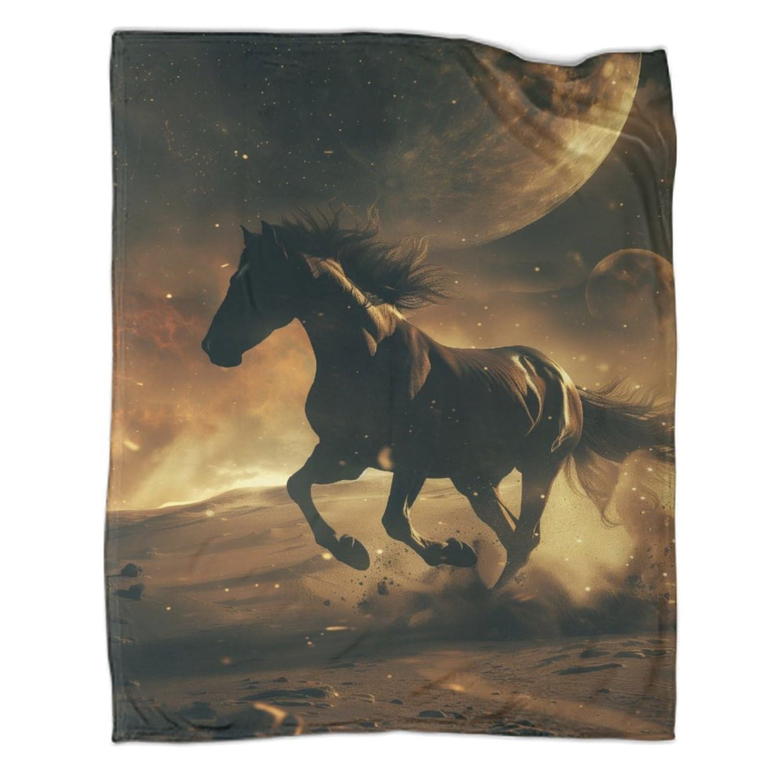 Couverture lit microfibre cheval 180x200cm pour adulte et enfant