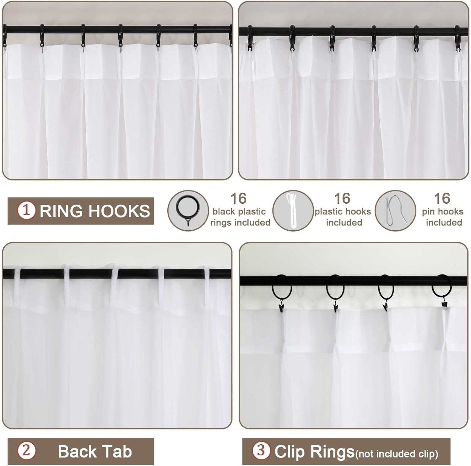 OWENIE White Pinch Pleated Sheer Curtains 96 Inches Long for Bedroom Living Room, Modern Soft Airy Solid Light Filtering Window Curtains, Pinch Pleated Sheer Window Treatments, White, Each 40x96 Inch