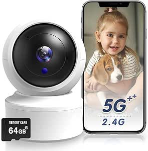 Indoor Security Camera, 2K HD Pan / Tilt Wireless Pet Camera for Baby Monitor, 5G & 2.4G WiFi Home Security Camera for Dog / Nanny, Night Vision, Siren, Compatible with Alexa & Google asin的图片