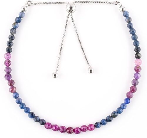 Miniatura 16 de OdrillionGems Pulsera de bolo de plata de ley 925 con cuentas redondas facetadas, hecha a mano, minimalista, cristales curativos, deslizante