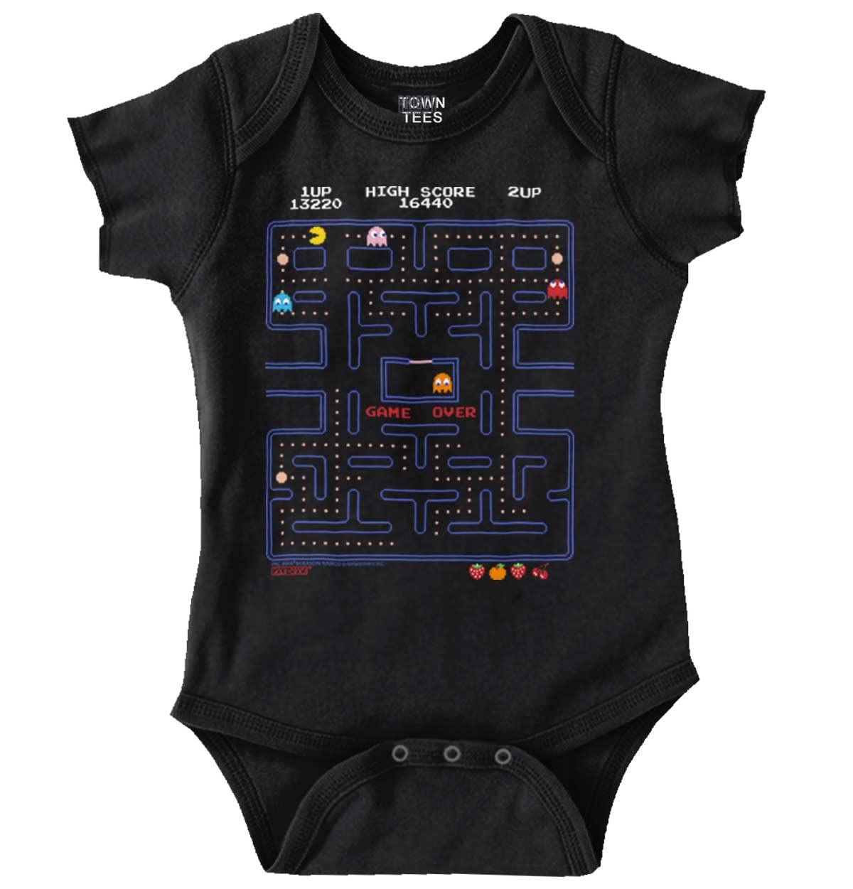 Brisco BrandsPACMAN Game Over Retro Video Gaming Baby Romper Boys or Girls