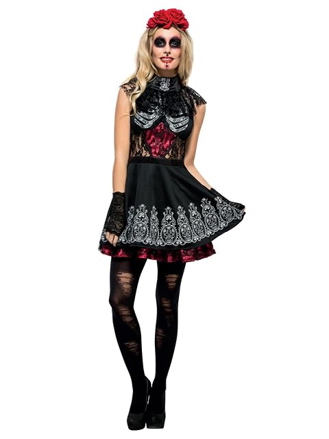 Smiffys Disfraz del Día de Muertos de Fever, con vestido