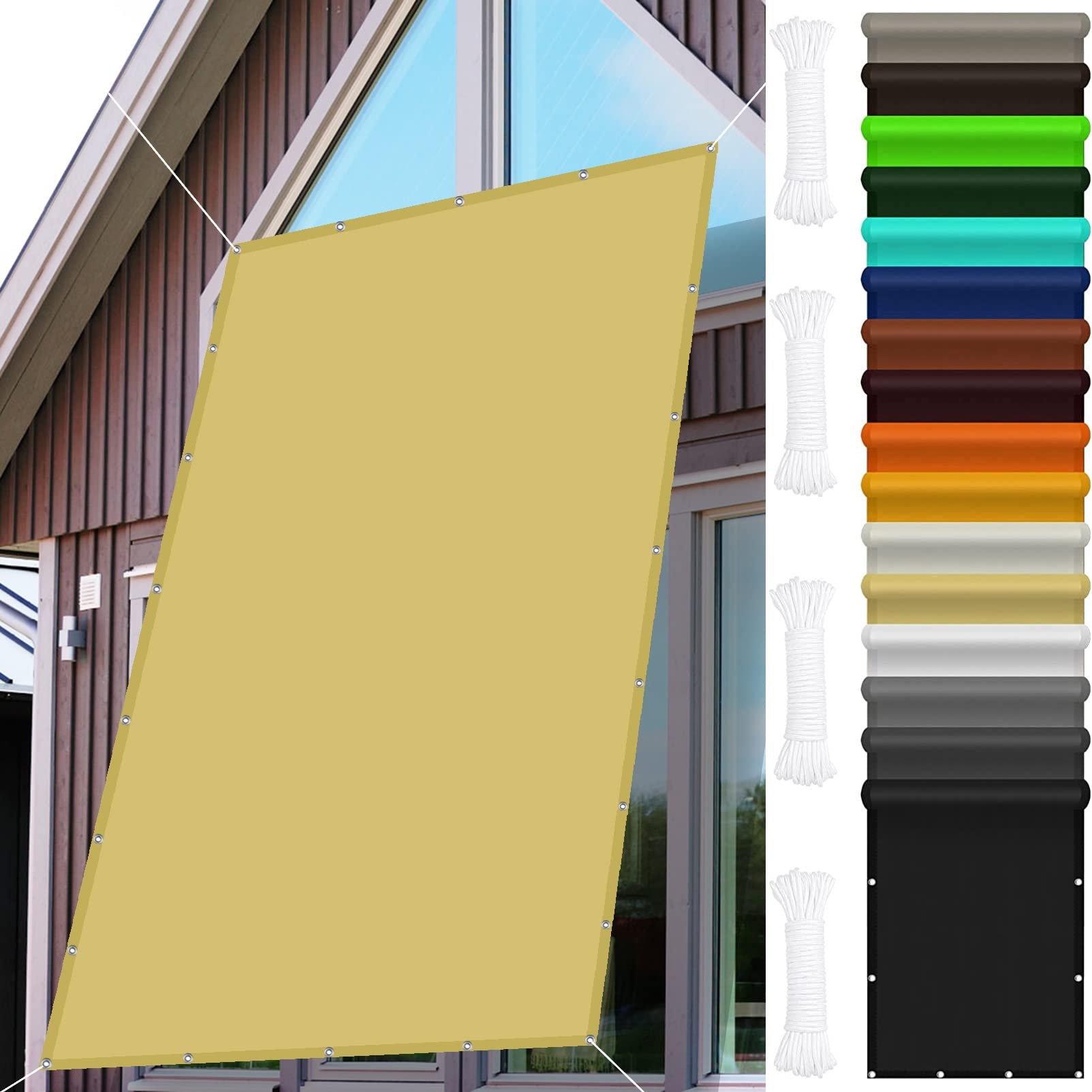 Voile d'ombrage imperméable 3,5x3,5m crème pour terrasse et jardin