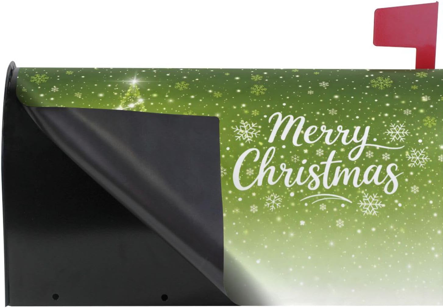 WOOR Christmas Trees Magnetic Mailbox Cover Oversized for Garden Yard Outdoor Decorations-20.8" x 25.5"