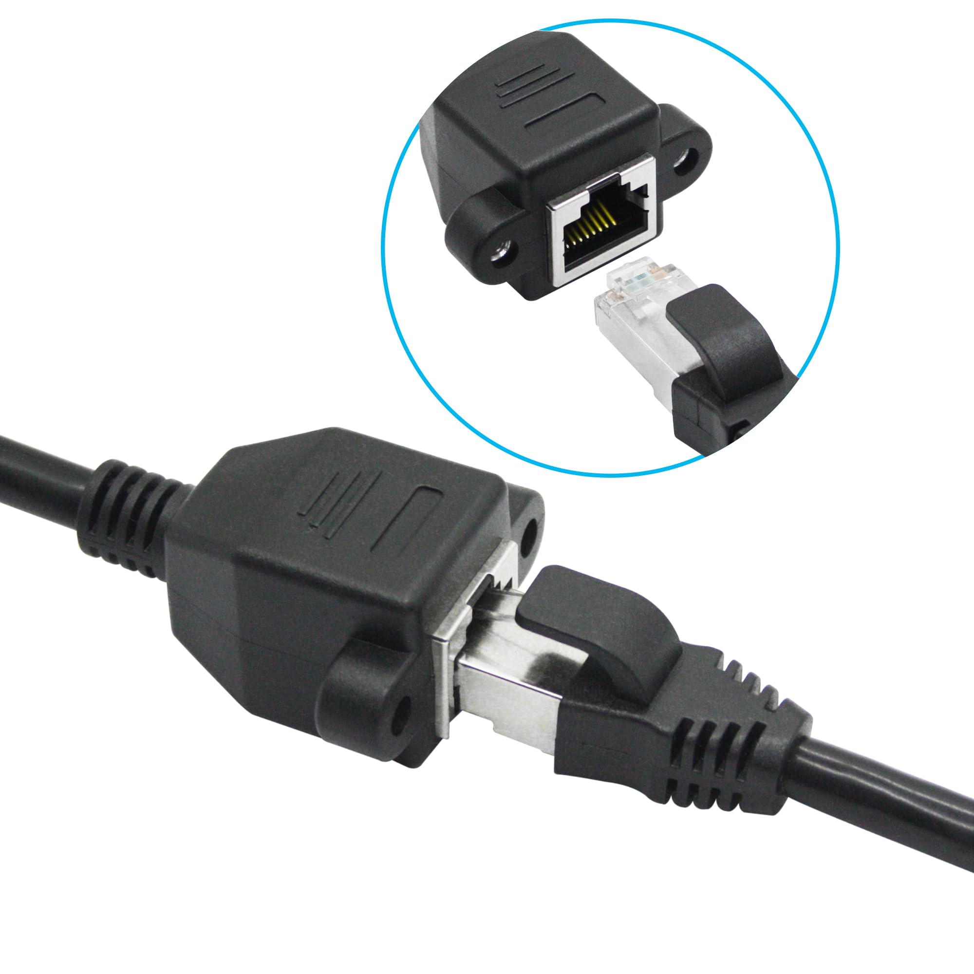 Lot de 2 câbles d'extension Ethernet Cat6 de 3,5 m, RJ45 mâle vers femelle avec extension à vis, câble blindé, compatibilité Cat5e, Cat5, pour PC, ordinateur portable, routeur, Smart TV, commutateur