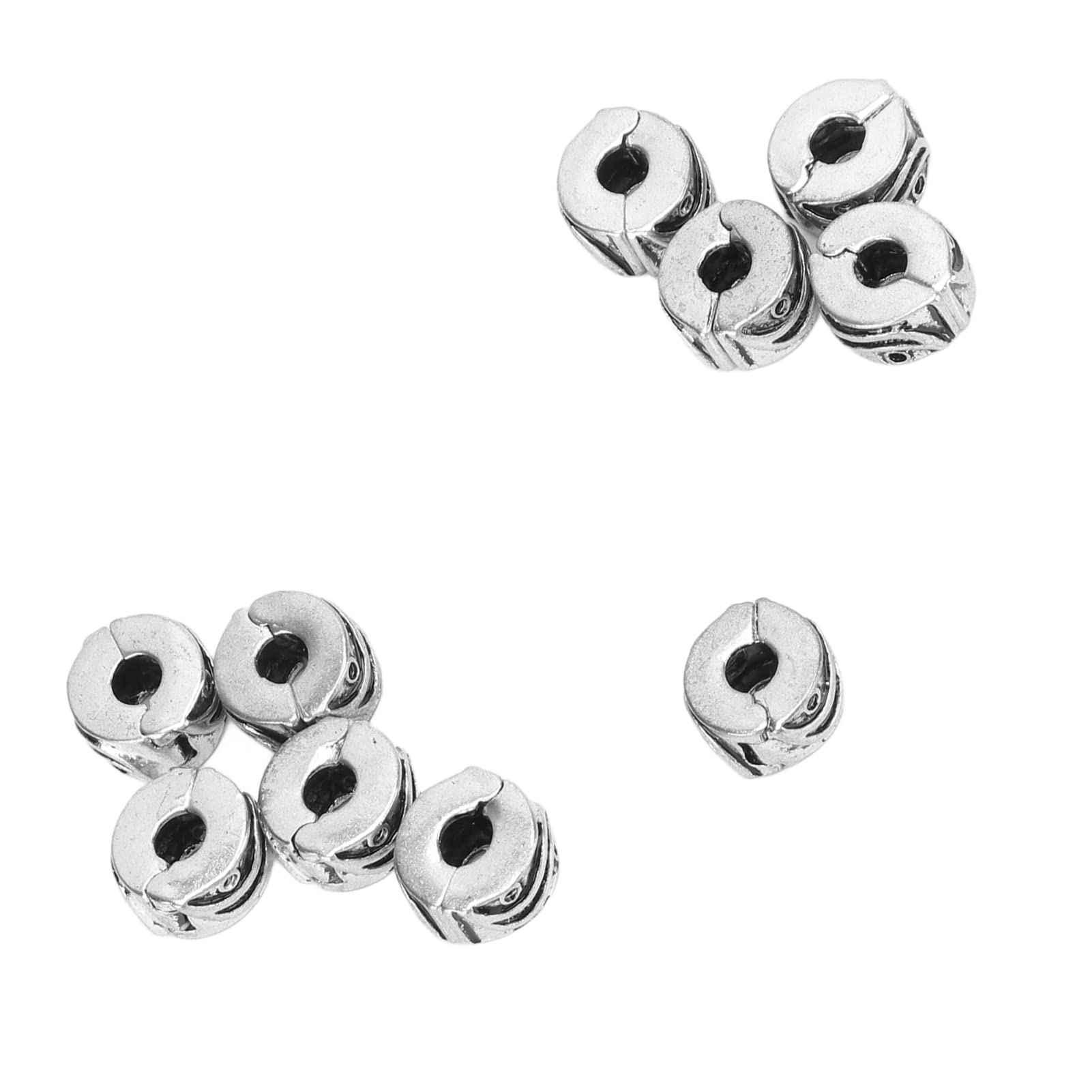 Antique .925 Sterling Silver Swirl Flower Charm Bead - Clip Lock For 3mm European Bracelets & Necklaces