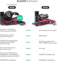 Vista 2 de Focusrite Scarlett 2i2 Studio - Paquete de interfaz de audio USB de 4ª generación para el compositor con micrófono de condensador y auriculares