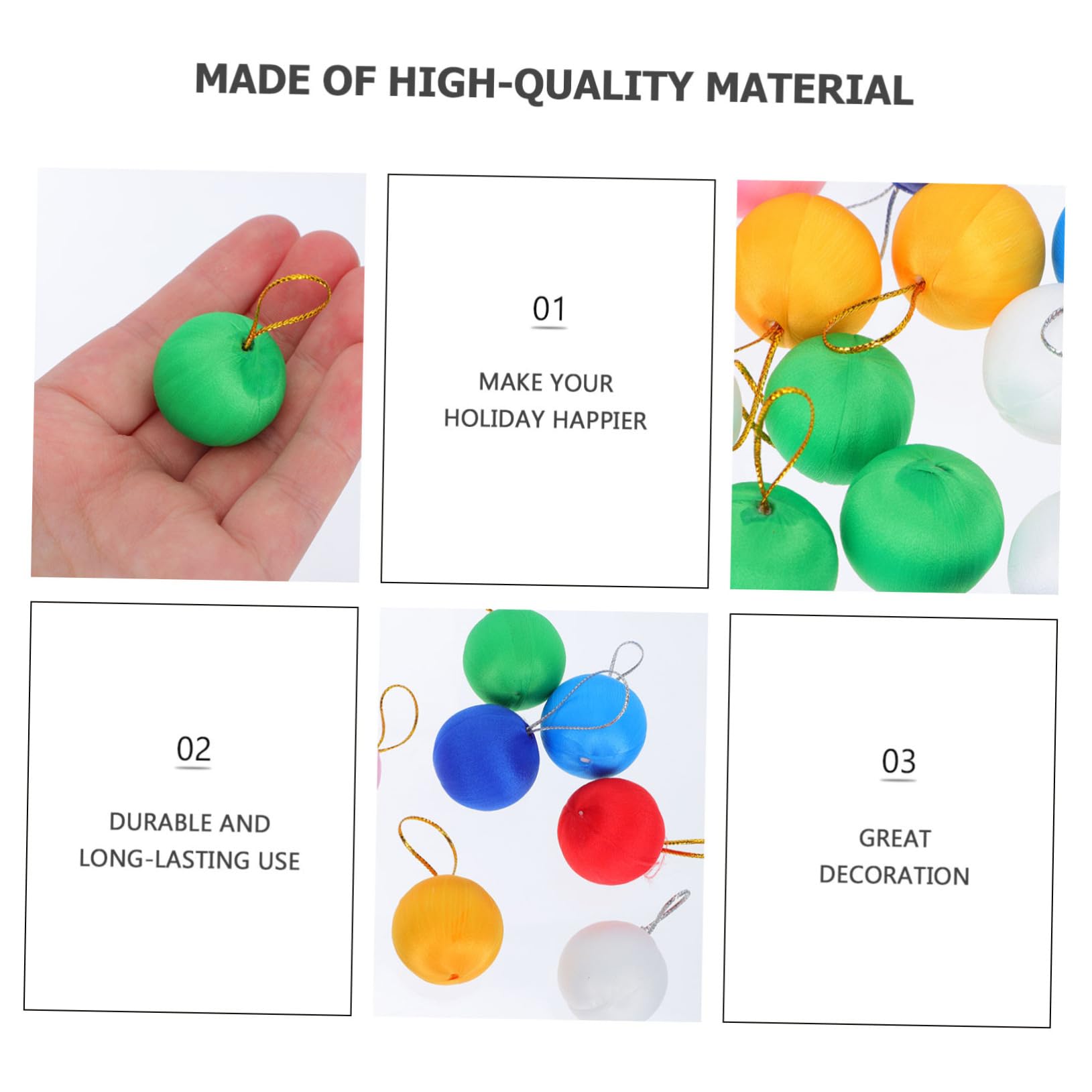 TOPBATHY 7 Ensembles Boules De Noel Lumières Féériques Décorations Perles Boules en Soie Filée Suspendues À l'arbre De Noël Boule De Noël Rideaux Lumineux Colorful Mousse 60pcs * 7