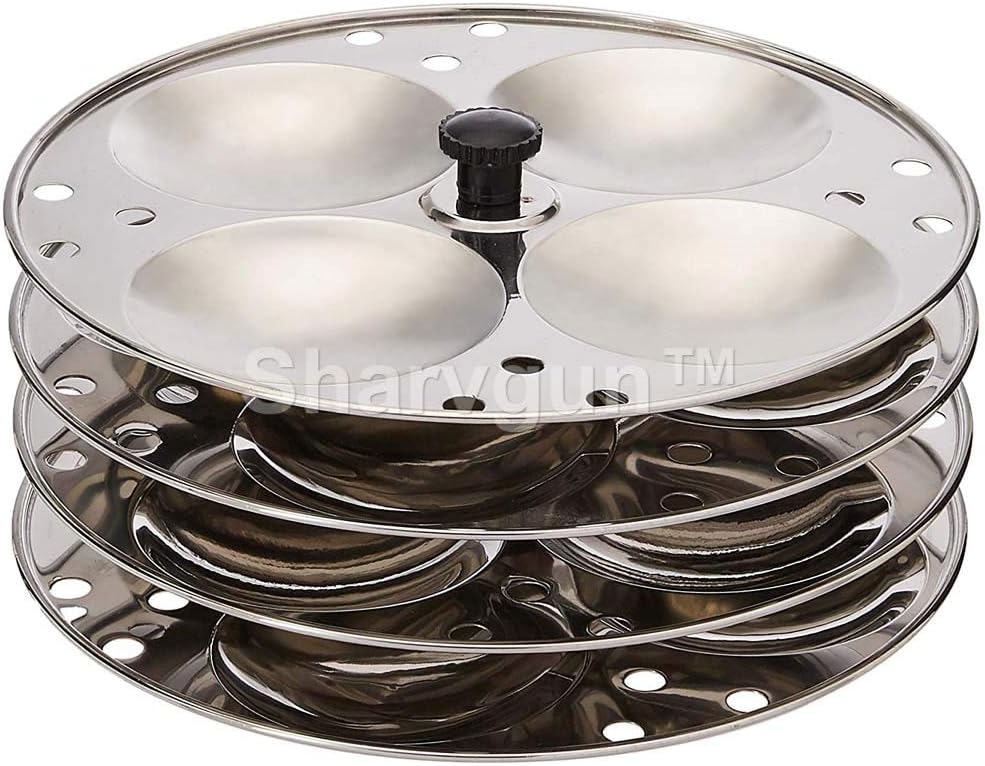 SharvgunTM Idli Maker Stainless Steel 4-Rack Idli Stand, Kitchen Appliances, Makes 16 Idlis