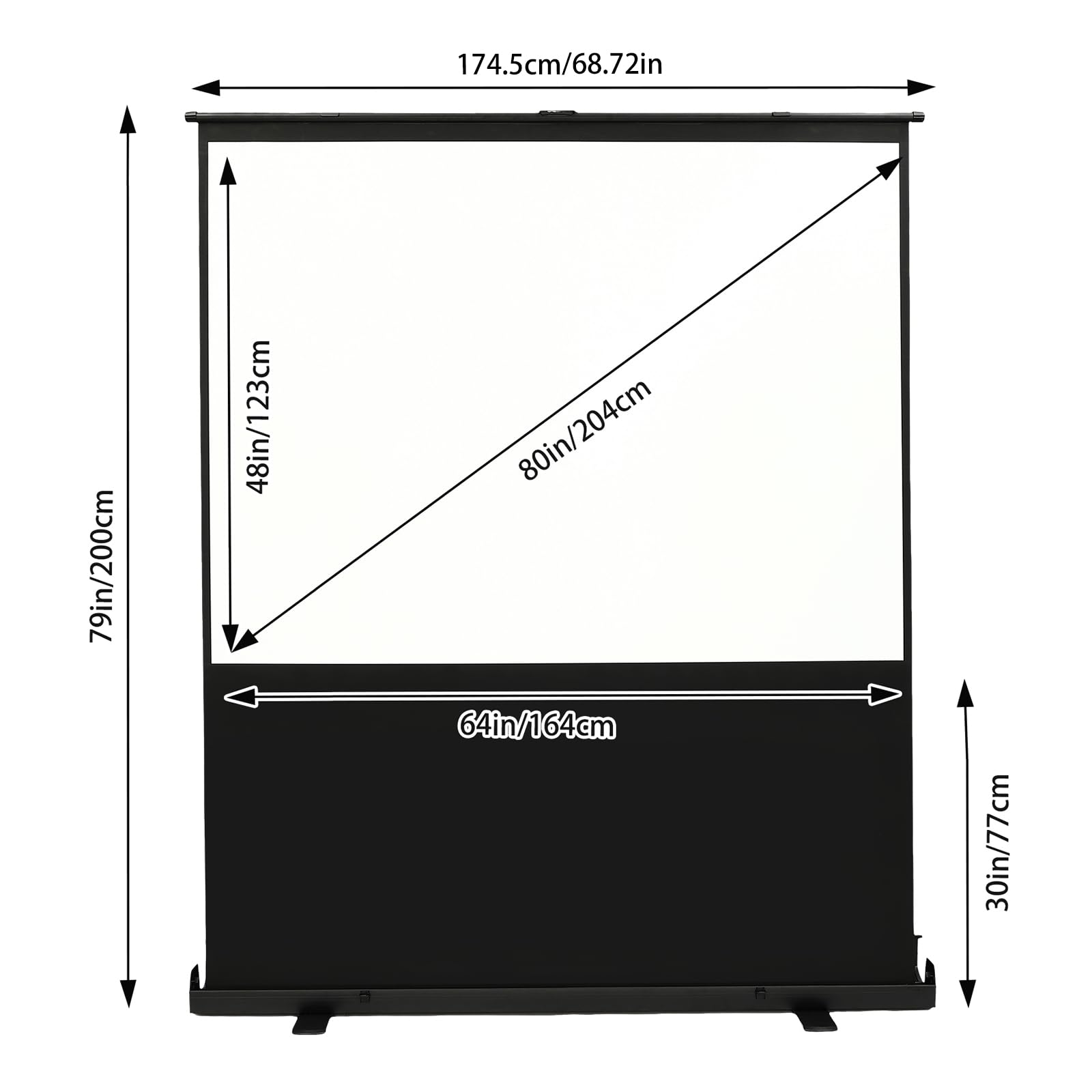 Tela allungabile 4:3 per videoproiettore, tela autoportante, 164 x 200 cm, upgraded Pull-Up, bianca, pieghevole, non richiede montaggio