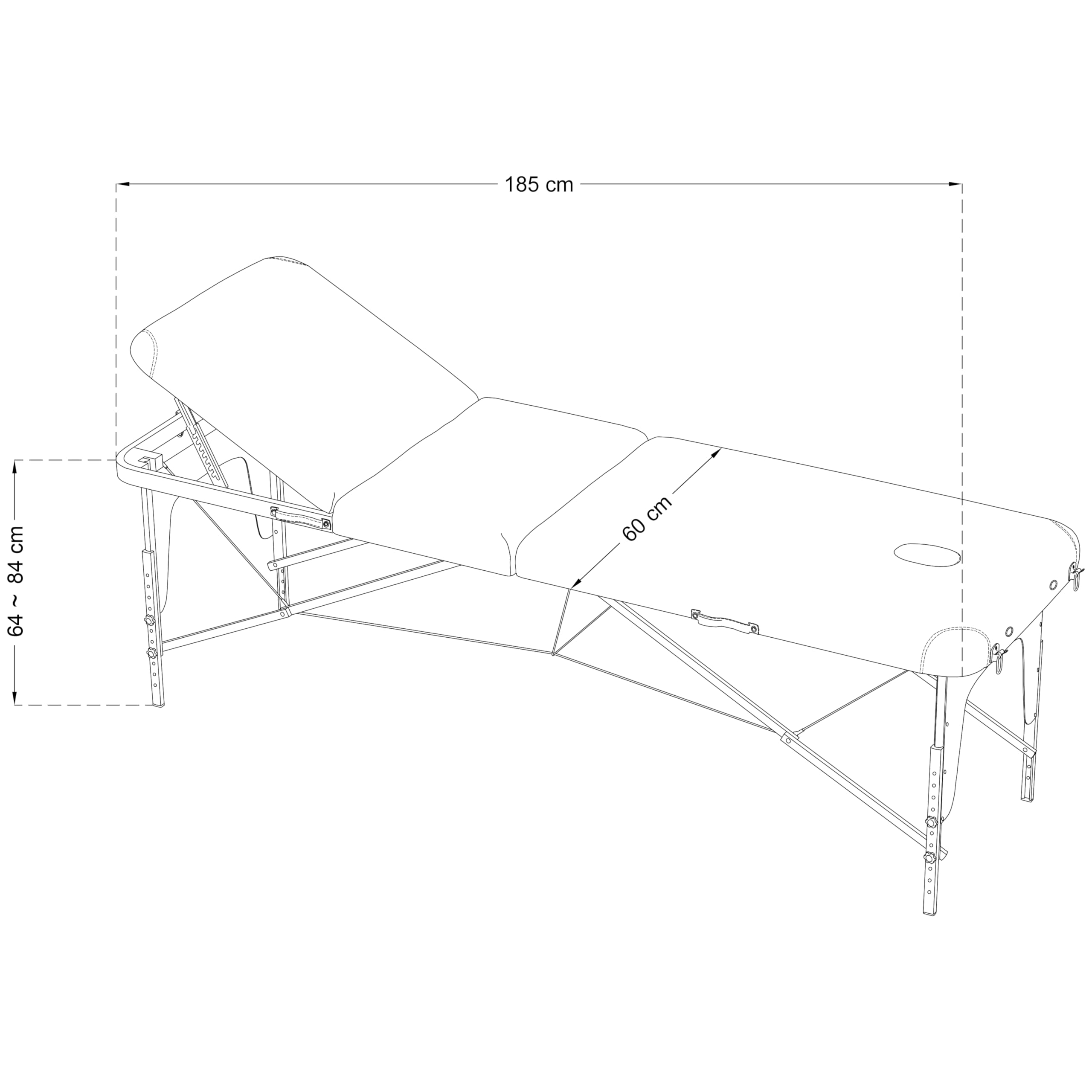 Beltom® Mobile Massageliege Massagetisch 3 zonen Basic 185 x 60 cm. - Licht 14,3 kg. - massagebed massageleuning Massagebank klappbar Kosmetikliege - Blau