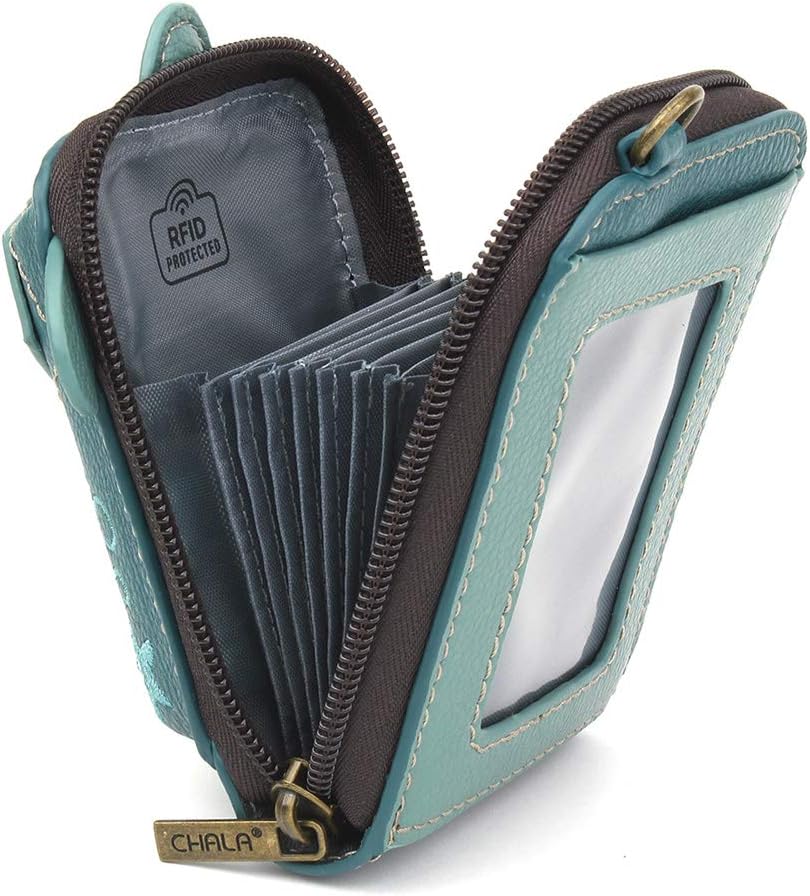 CHALA RFID Cute-C Credit Card Holder Wallet Wristlet - Women Faux Leather Cute-C with Strap - Image 6