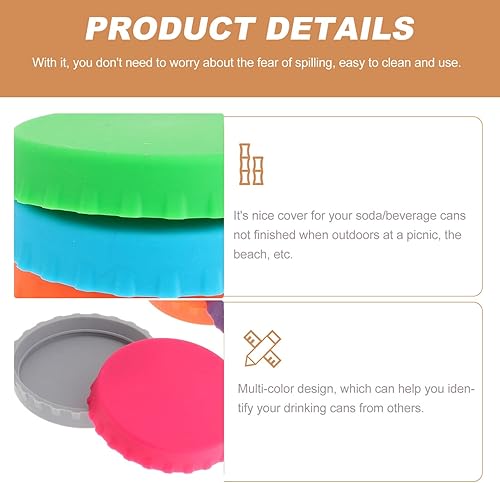 Miniatura 7 de Tapas de silicona para latas de soda, paquete de 6 fundas de silicona reutilizables, tapón o protector para refrescos, cervezas, bebidas, jugos,